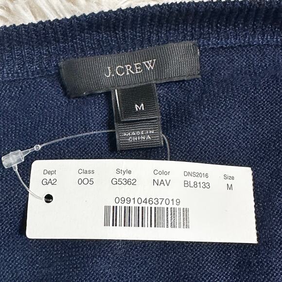 J. Crew 100% Linen Blue Pom Pom Trim 3/4 Sleeve Sweater Size M - Picture 4 of 10